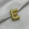 #DOL133 - Dije Letra Inflada Abecedario Con Piedra Zirconia Oro Laminado 18K