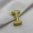 #DOL133 - Dije Letra Inflada Abecedario Con Piedra Zirconia Oro Laminado 18K