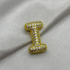#DOL133 - Dije Letra Inflada Abecedario Con Piedra Zirconia Oro Laminado 18K