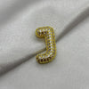 #DOL133 - Dije Letra Inflada Abecedario Con Piedra Zirconia Oro Laminado 18K