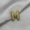 #DOL133 - Dije Letra Inflada Abecedario Con Piedra Zirconia Oro Laminado 18K