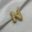 #DOL133 - Dije Letra Inflada Abecedario Con Piedra Zirconia Oro Laminado 18K