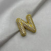 #DOL133 - Dije Letra Inflada Abecedario Con Piedra Zirconia Oro Laminado 18K