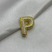 #DOL133 - Dije Letra Inflada Abecedario Con Piedra Zirconia Oro Laminado 18K