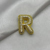 #DOL133 - Dije Letra Inflada Abecedario Con Piedra Zirconia Oro Laminado 18K
