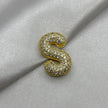 #DOL133 - Dije Letra Inflada Abecedario Con Piedra Zirconia Oro Laminado 18K