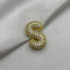 #DOL133 - Dije Letra Inflada Abecedario Con Piedra Zirconia Oro Laminado 18K