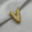 #DOL133 - Dije Letra Inflada Abecedario Con Piedra Zirconia Oro Laminado 18K