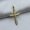 #DX14101 - Dije Cruz Con Diamante Natural Y Zafiros Oro 14K - SX340