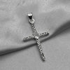 #D438 - Dije Cruz Con Corazón Piedra Zirconia Plata - ZC2.1