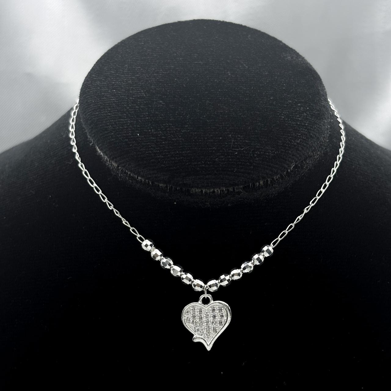 #G262 - Gargantilla Corazón Piedra Zirconia Plata - LL2.6