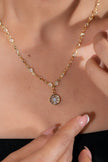 #GOL107 - Gargantilla Con Flor/Circulo Y Piedras De Oro Laminado De 18k
