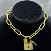 #GOL141 - Gargantilla Candado Con Zirconia Oro Laminado 18K