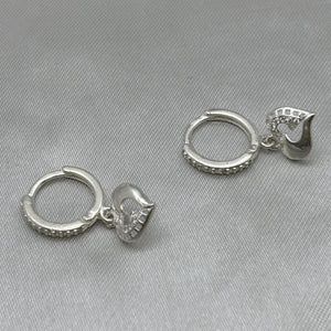 #H200 - Huggie Colgante Corazón Piedra Zirconia Plata - B08/2.9