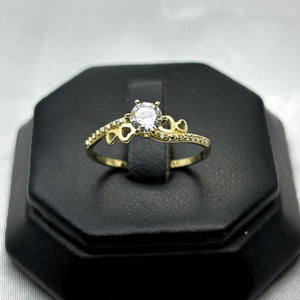 #HE141 - Anillo Solitario Con Corazones De Oro 10k - J07/1.6gr