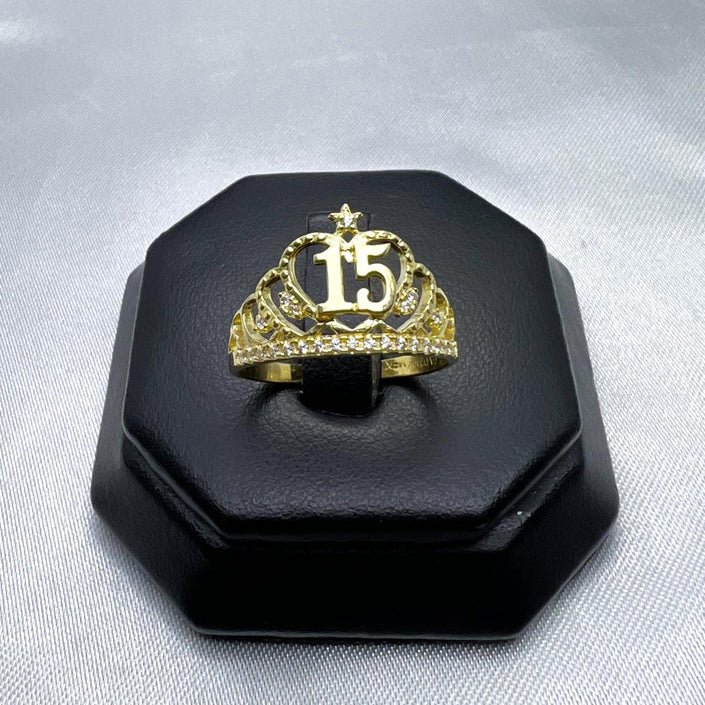 #HE161 - Anillo De Corona De XV/15 Años De Oro 10k - H07/2.2