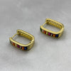 #HOL162 - Huggie Cuadrada Con Zirconia Oro Laminado 18K