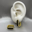 #HOL162 - Huggie Cuadrada Con Zirconia Oro Laminado 18K