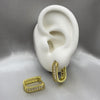 #HOL162 - Huggie Cuadrada Con Zirconia Oro Laminado 18K