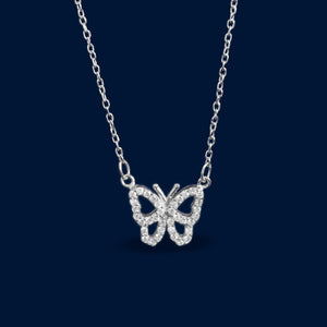 #G242 - Gargantilla De Mariposa Piedra Zirconia De Plata - IP1.9