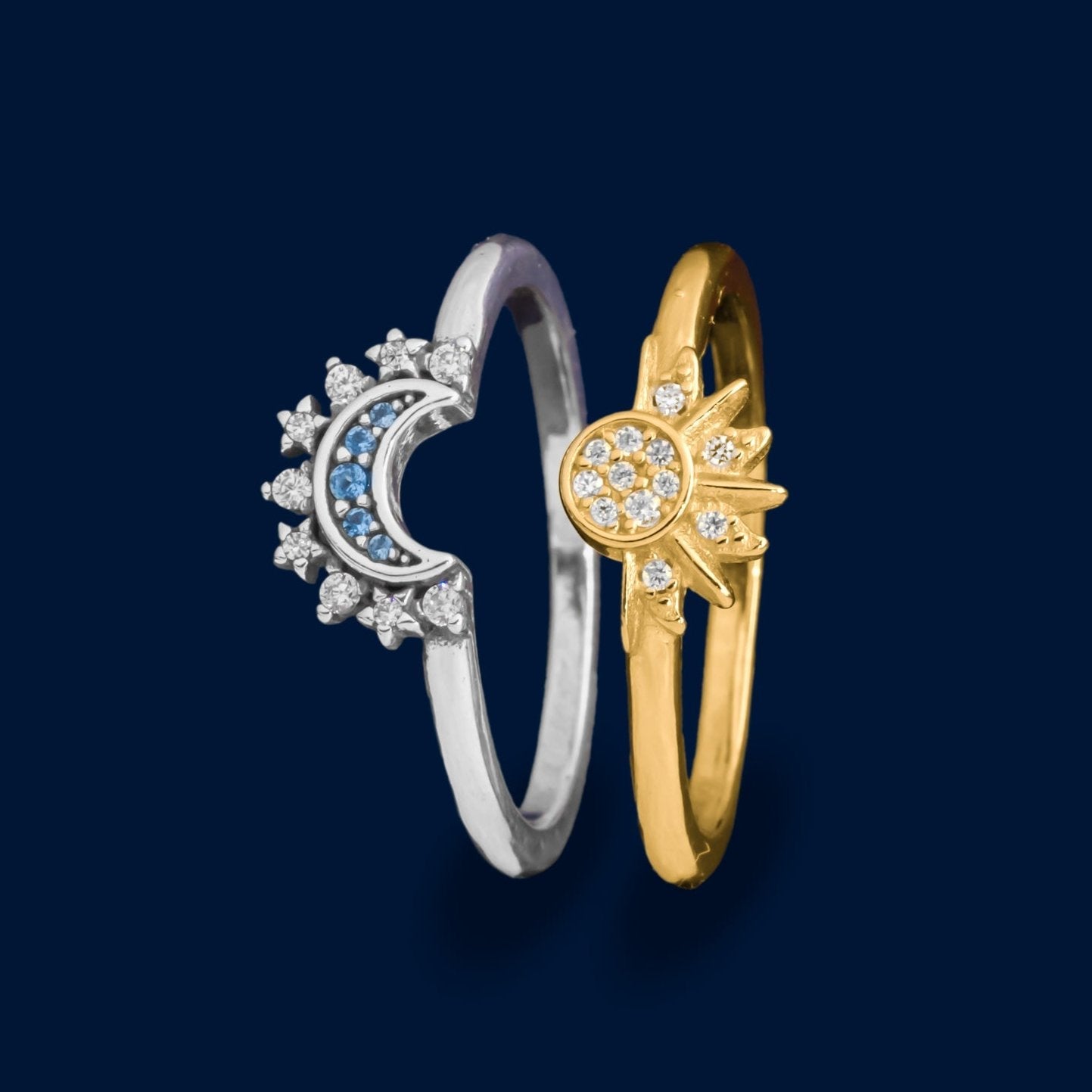 #AL116 - Alianza De Sol Y Luna Con Zirconia Plata - IC4.3