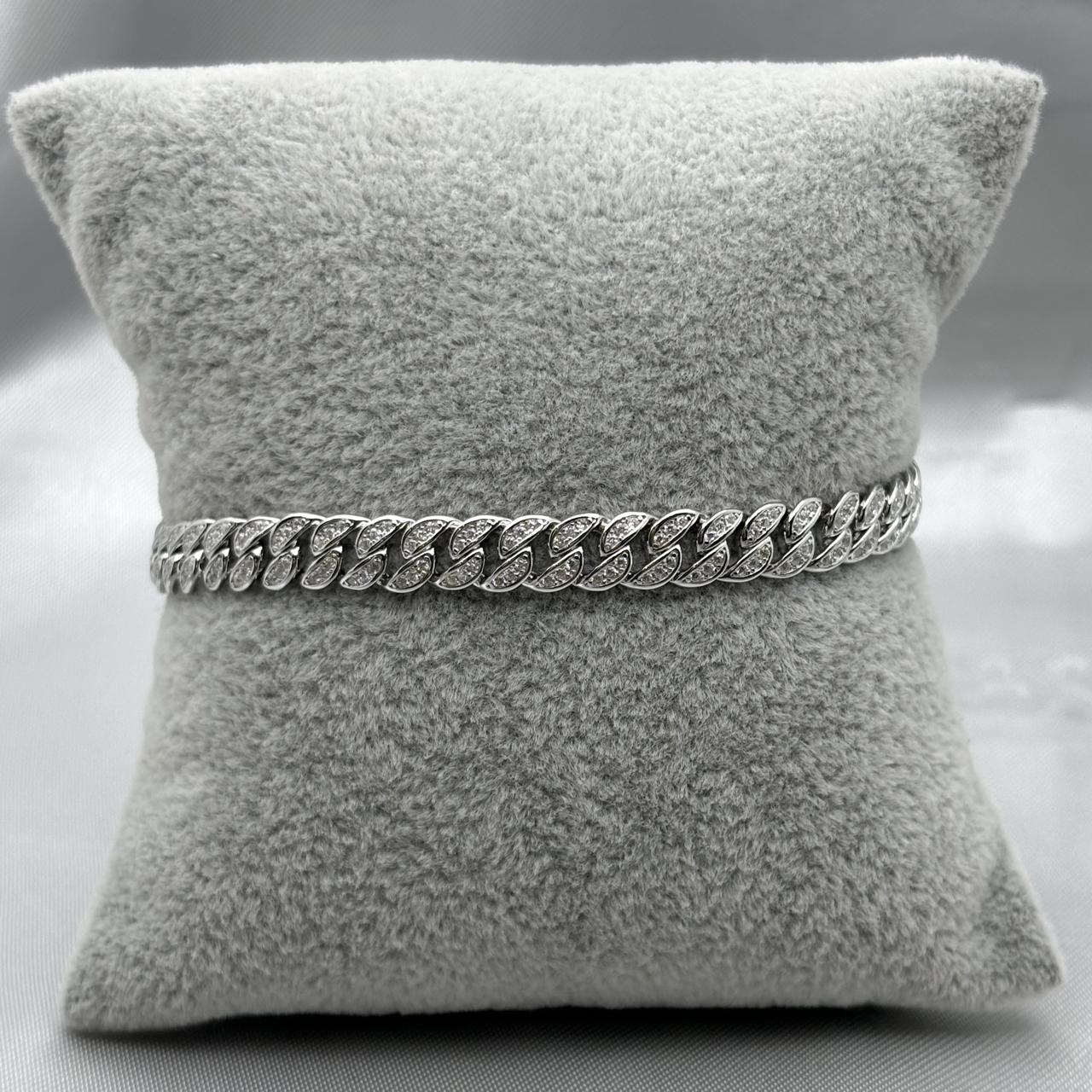 #PO194 - Pulso Barbado De Plata Con Piedra - 150 - 6 mm - PU16.5