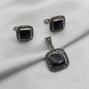 #J125 - Juego Dije Y Huggie Piedra Zirconia Cuadrada Plata - IP9.9