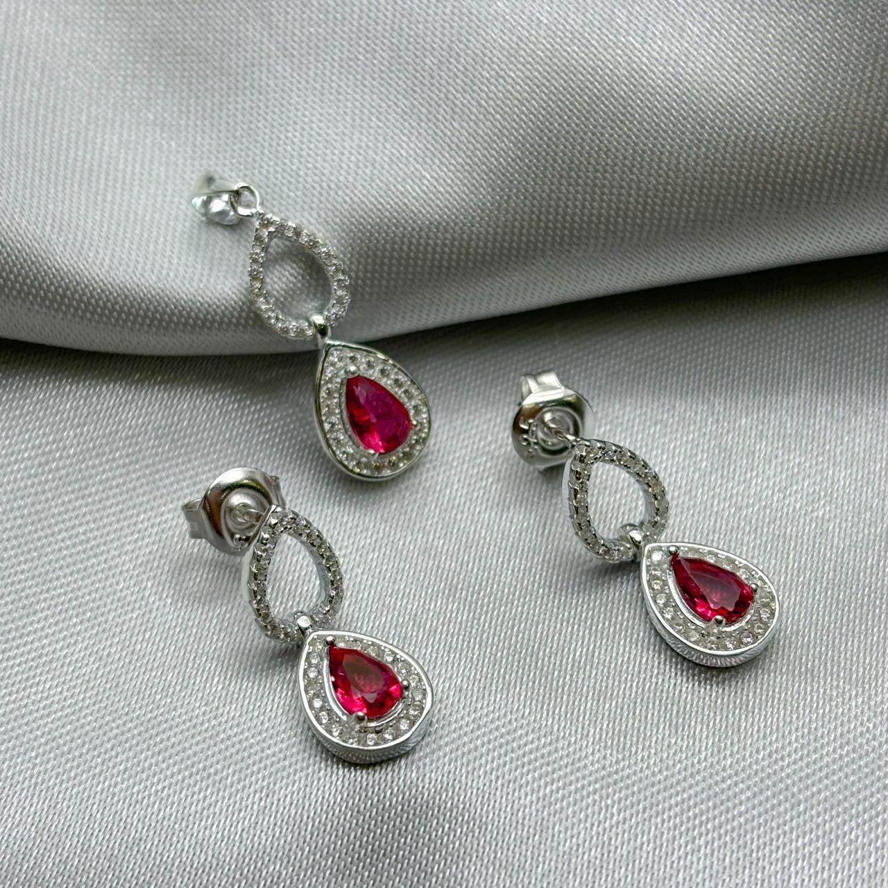 #J153 Juego Dije Y Broquel En Forma De Gota De Plata - PU4.5