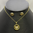 #JOL117 - Juego Gargantilla Y Broquel Corazón Piedra Zirconia Oro Laminado 18K