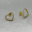 #JOL120 - Juego Broquel 3 Piezas Corazón Con Piedra Zirconia Oro Laminado 18K