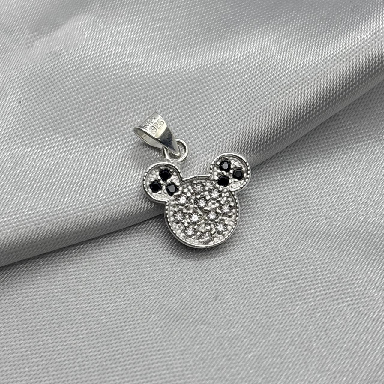#D449 - Dije Mickey Mouse Con Piedra Zirconia Plata - ZC2.0
