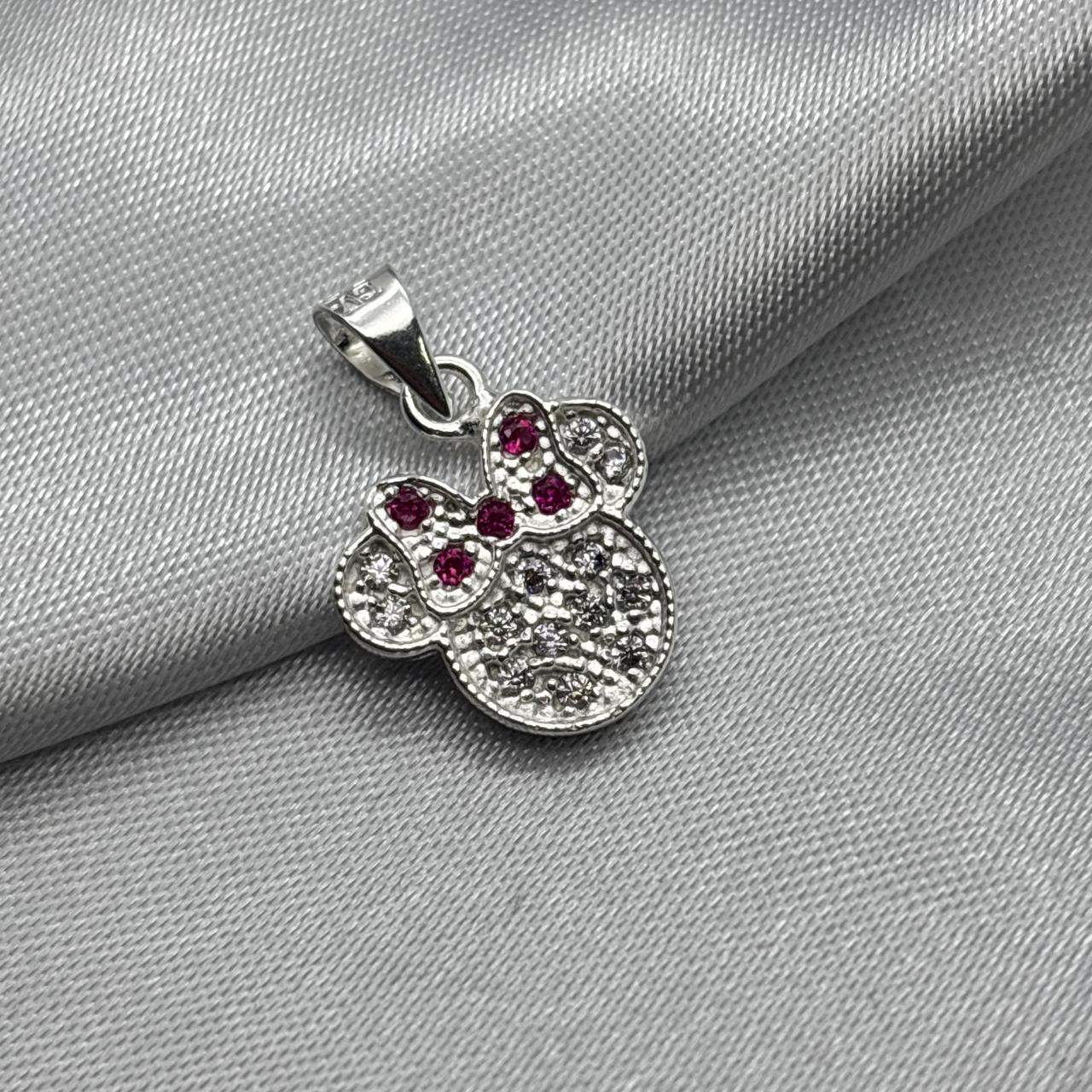 #D452 - Dije Minnie Mouse Con Piedra Zirconia Plata - ZC2.0