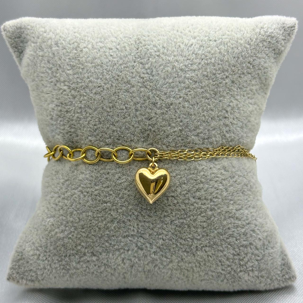#PA10102 - Pulsera Cadena Y Corazón De Oro 10k - J07/2.4