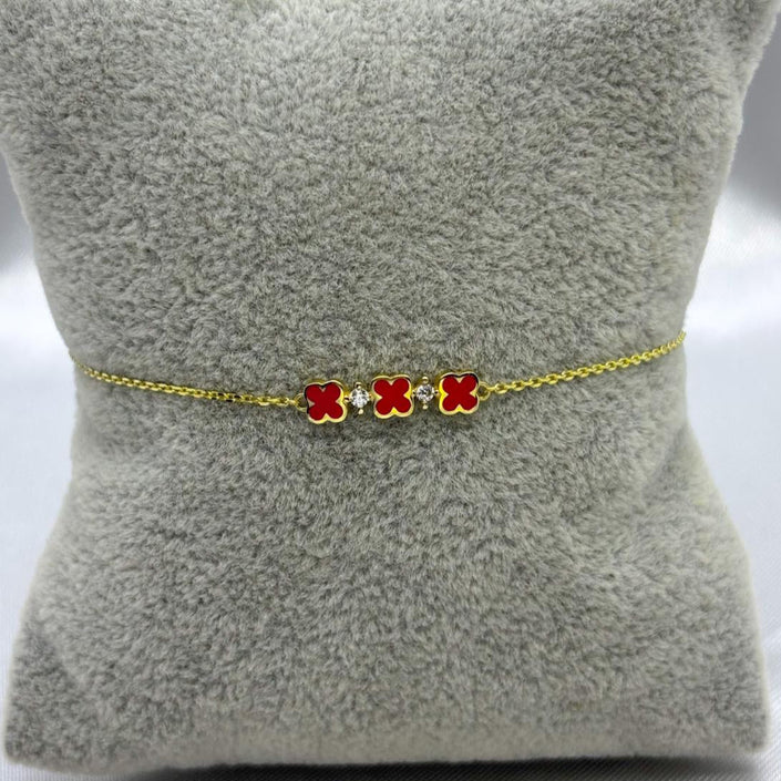 #PA10113 - Pulsera Trébol Tipo Van Cleef Con Piedra Zirconia Oro 10K - I19/1.3