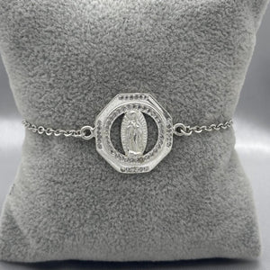 #PA162 - Pulsera Dije Virgen De Guadalupe Piedra Zirconia Plata - F5.6