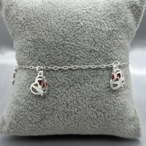 #PA163 - Pulsera Dijes De Corazón Y Torre Eiffel Piedra Zirconia Plata - LL2.4