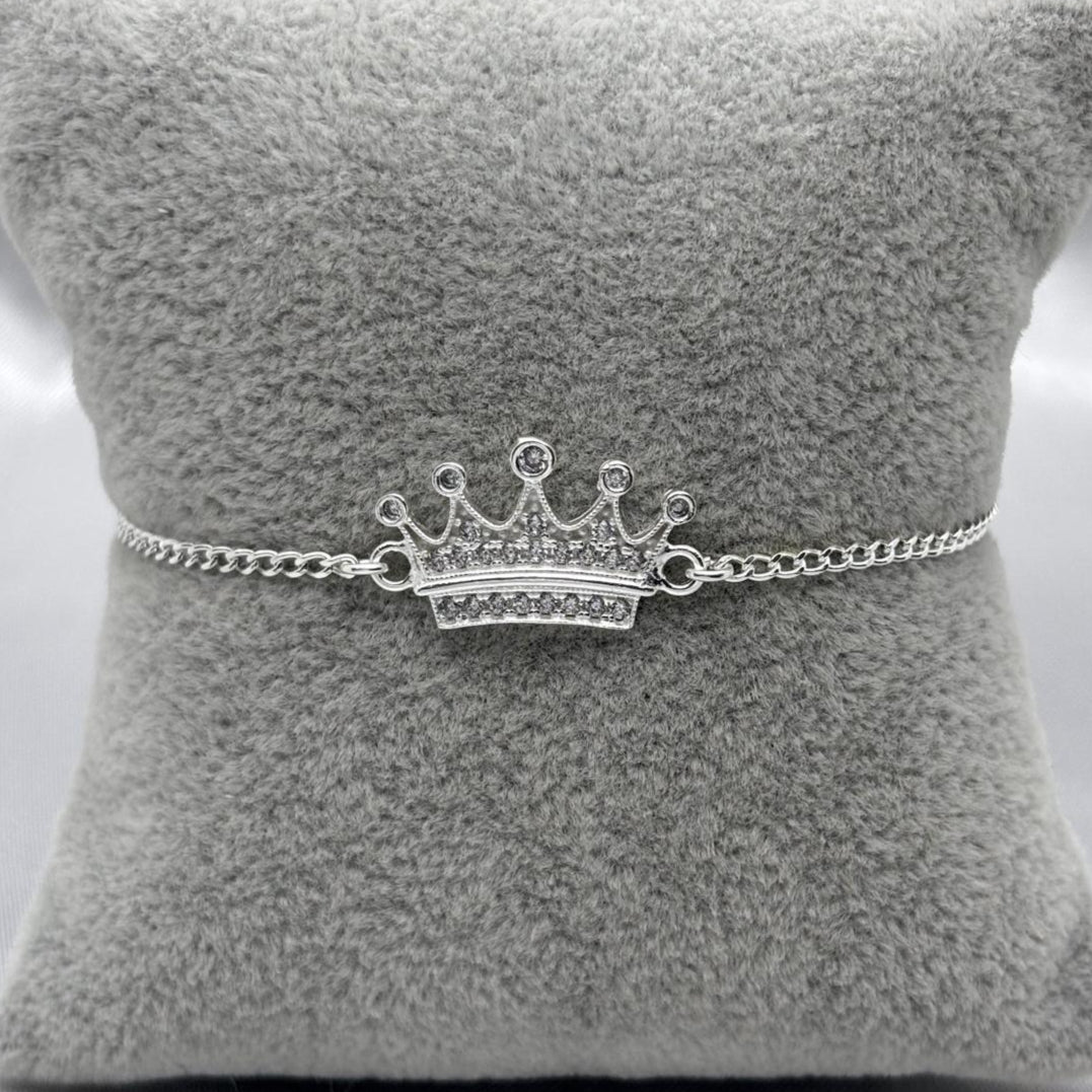 #PA166 - Pulsera Corona Con Piedra Zirconia Plata - ZC3.7