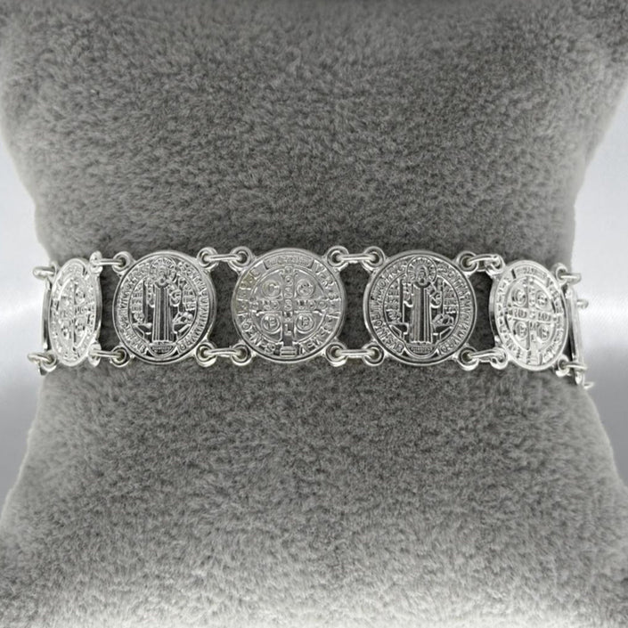 #PA206 - Pulsera Dije/Medalla San Benito Plata - CE10.4