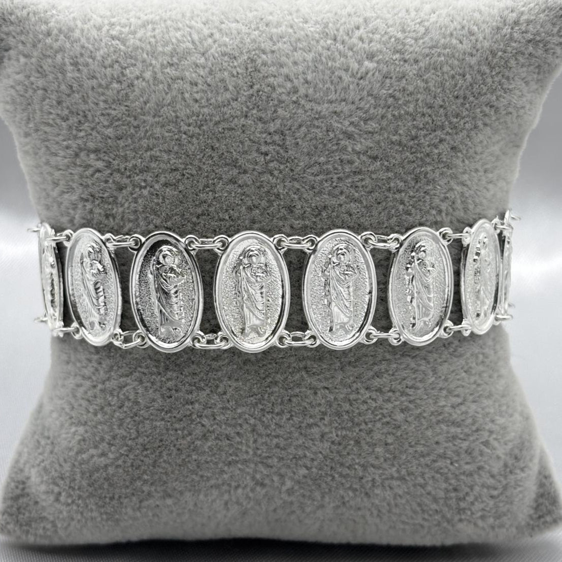 #PA211 - Pulsera Medalla Ovalado San Judas Tadeo Plata - CE12.4