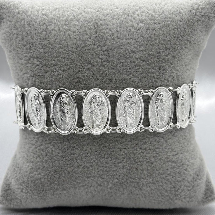 #PA211 - Pulsera Medalla Ovalado San Judas Tadeo Plata - CE12.4