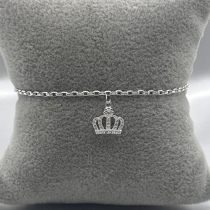 #PA235 - Pulsera Corona Con Piedra Zirconia Plata - LL2.5