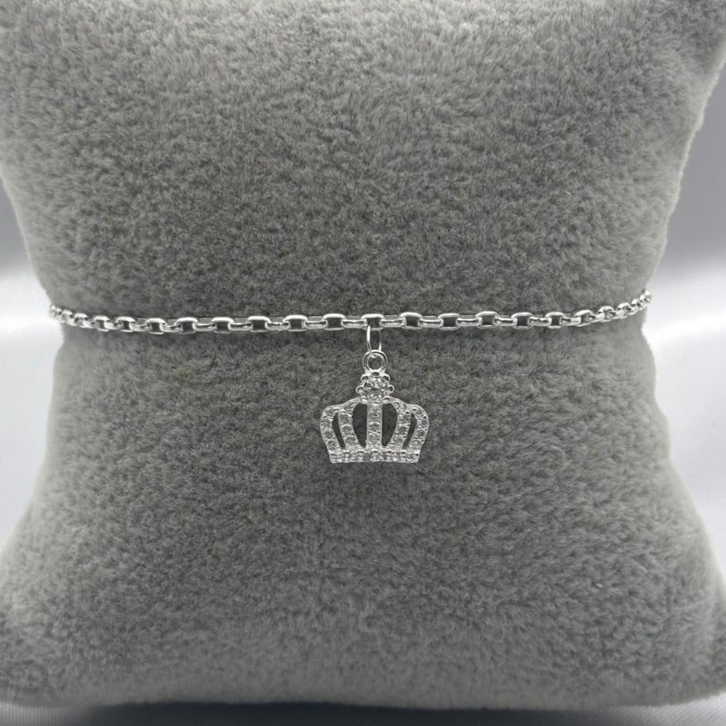 #PA235 - Pulsera Corona Con Piedra Zirconia Plata - LL2.5
