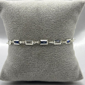 #PA294 - Pulsera Rectangular De Plata Con Piedra Zirconia - ZC4.1