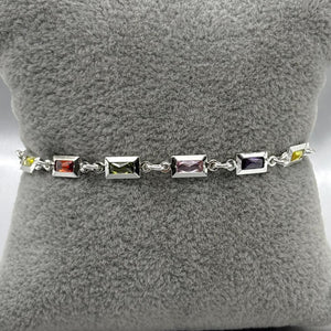 #PA294 - Pulsera Rectangular De Plata Con Piedra Zirconia - ZC4.1