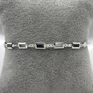 #PA294 - Pulsera Rectangular De Plata Con Piedra Zirconia - ZC4.1