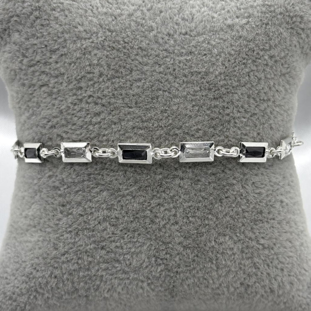 #PA294 - Pulsera Rectangular Con Zirconia Plata -ZC4.1