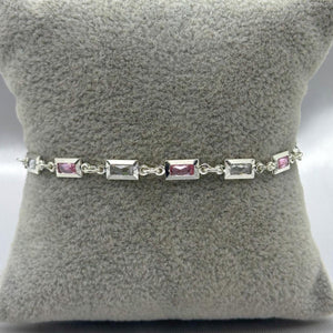 #PA294 - Pulsera Rectangular De Plata Con Piedra Zirconia - ZC4.1