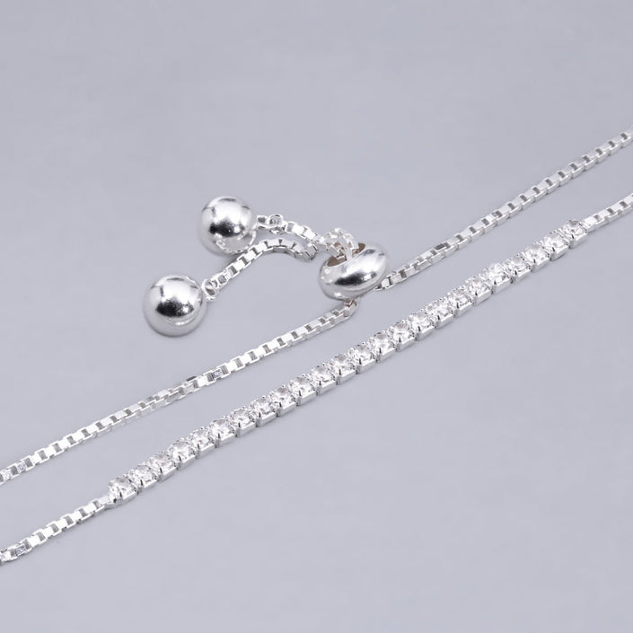 #PA301 - Pulsera Con Piedras Zirconia Ajustable Plata - IP3.9