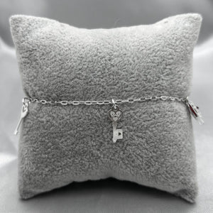 #PA314 - Pulsera De Corazón  Y Llave De Plata - LL2.5