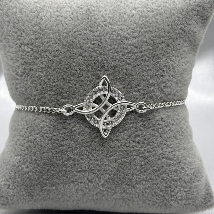 #PA321 - Pulsera Nudo De Bruja Con Piedra Zirconia Plata - ZC4.2